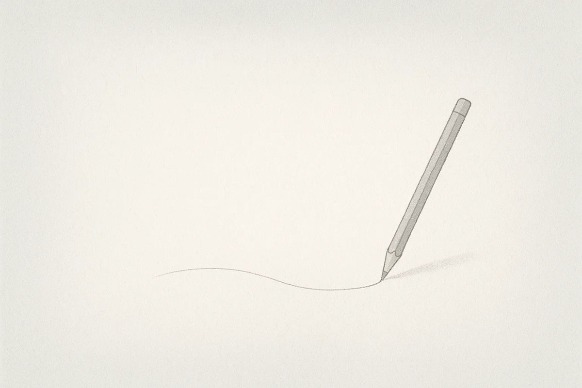 Illustration of a pencil drawing a gentle wavy line on a blank page