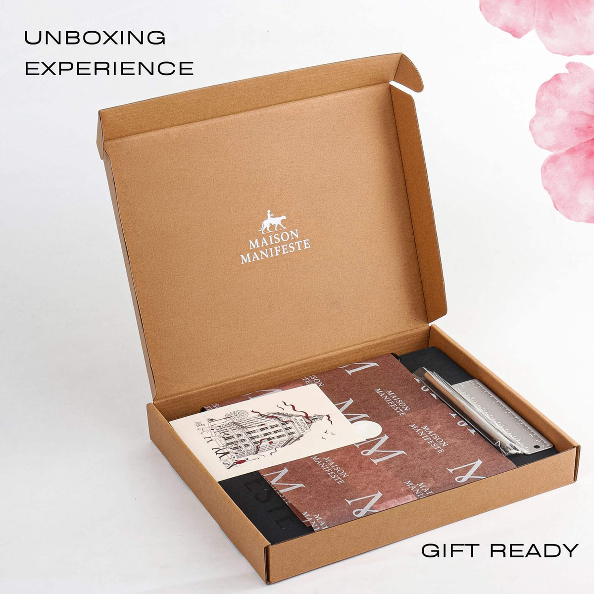 Unboxing the Black A4 discbound journal gift box: notebook, brass pen, ruler, welcome card