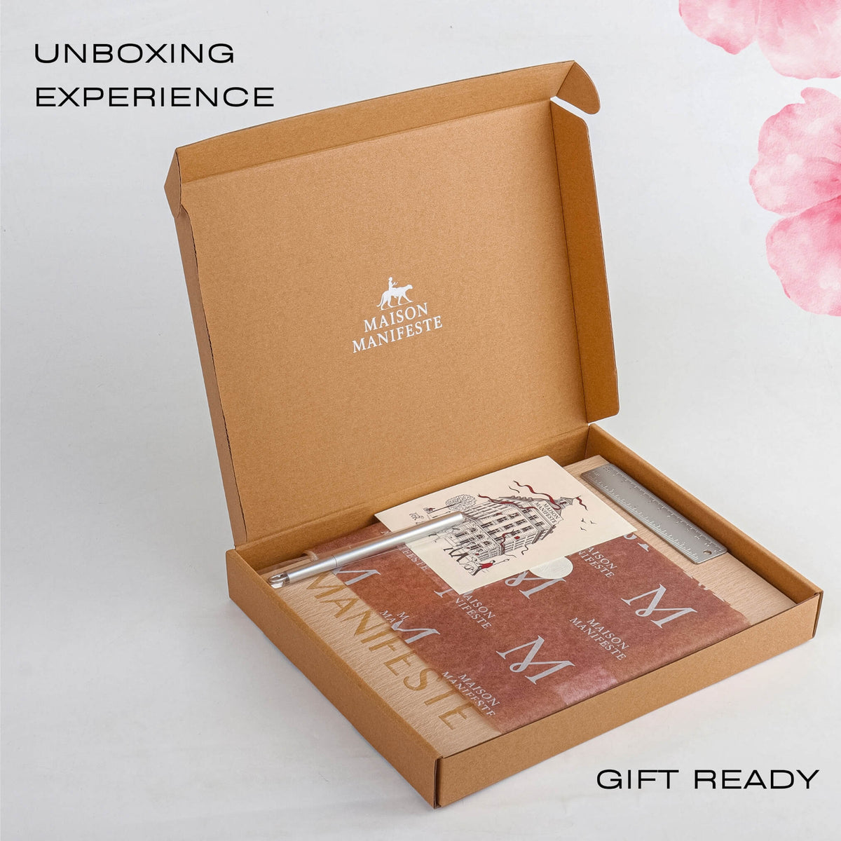 Unboxing the Chai A4 discbound journal gift box: notebook, brass pen, ruler, welcome card