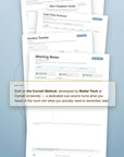 Project & Business Templates printable collection flat lay — Meeting Notes Cornell Method template