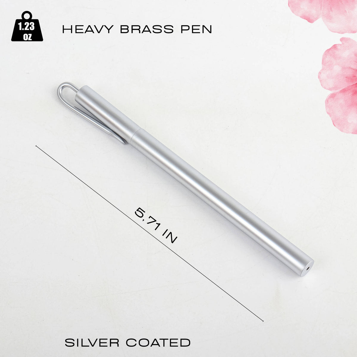 Solid brass pen from the Maison Manifeste luxury stationery set, silver-coated, 5.71 in